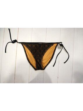 Mossimo Black & Gold Lace Hipster Bikini Bottoms - Size M, NWOT
